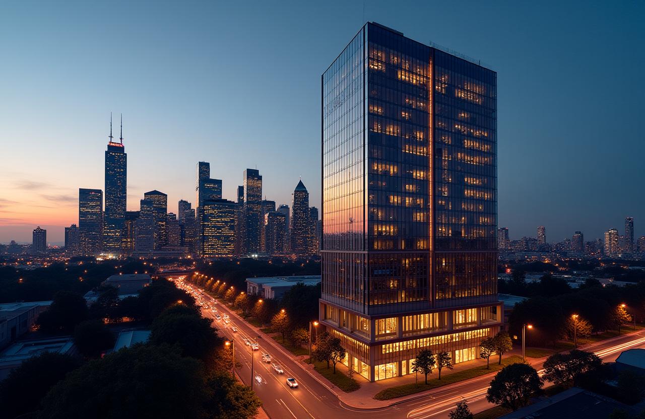 A modern building by Southern Spire Constructors against the Melbourne skyline