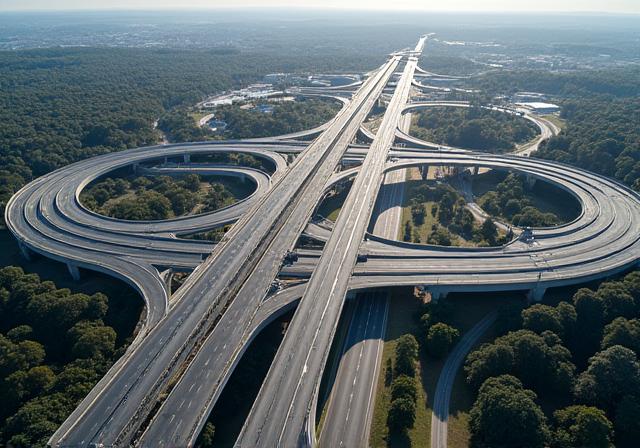 Aerial view of the Western Ring Road interchange